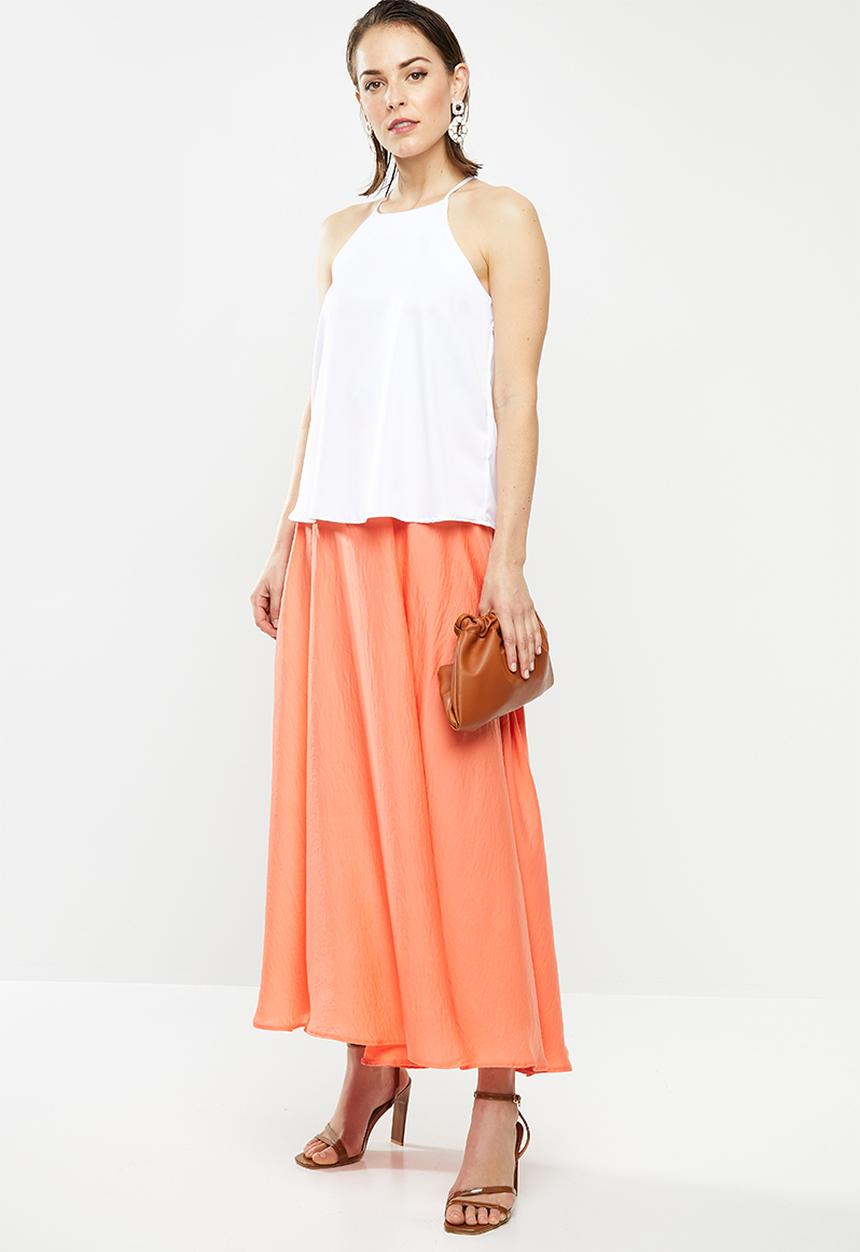 MILLA - Satin circle skirt - orange