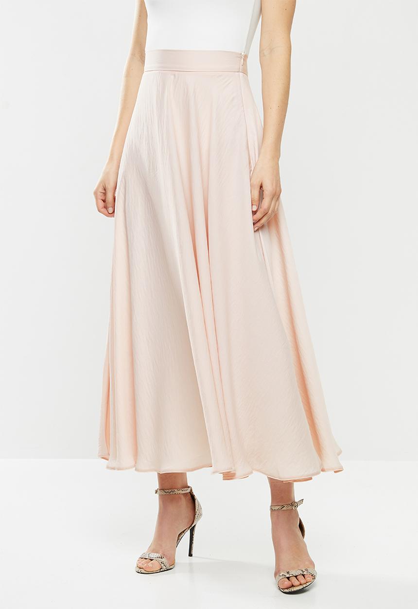 MILLA - Satin circle skirt - neutral pink