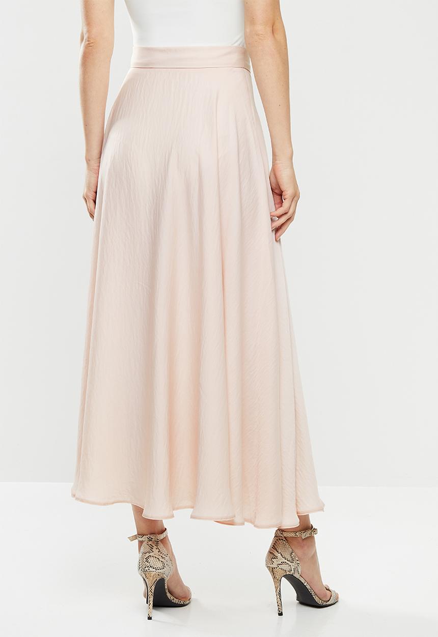 MILLA - Satin circle skirt - neutral pink