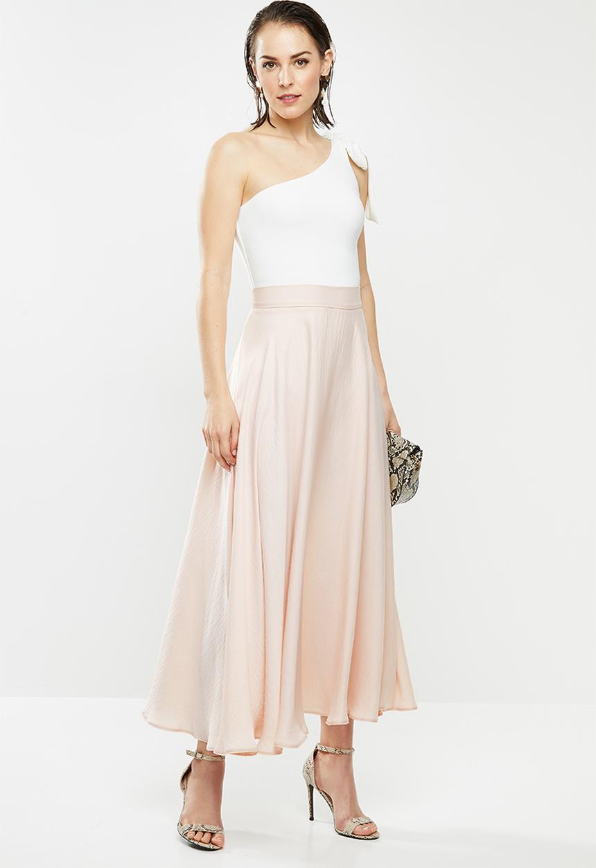 MILLA - Satin circle skirt - neutral pink