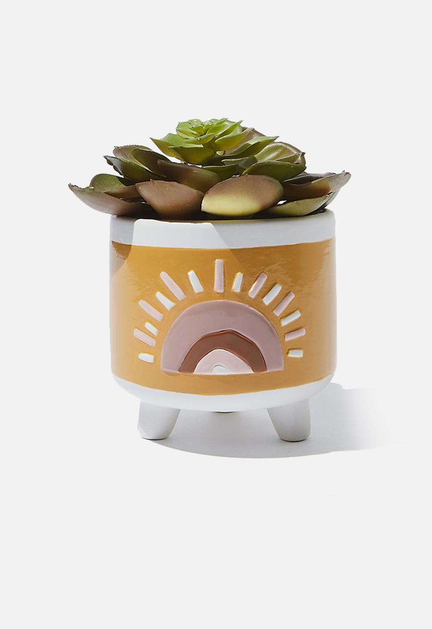 Typo - Small shaped planter - sunset yellow