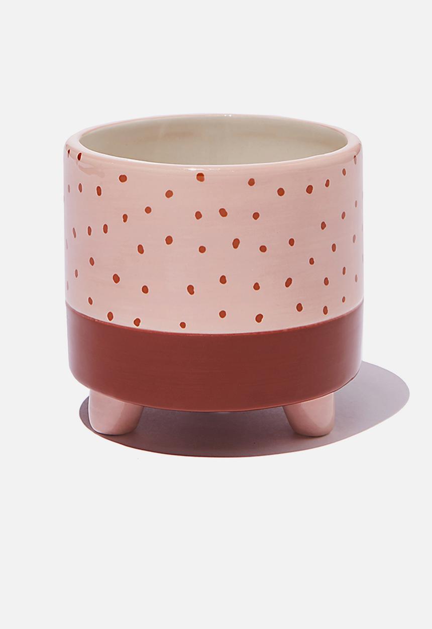 Typo - Small shaped planter - two tone polka