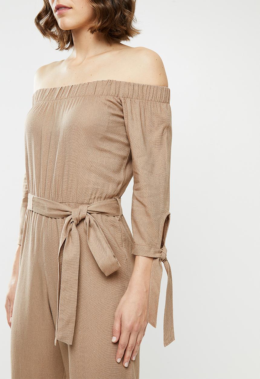edit - Off the shoulder jumpsuit - brown
