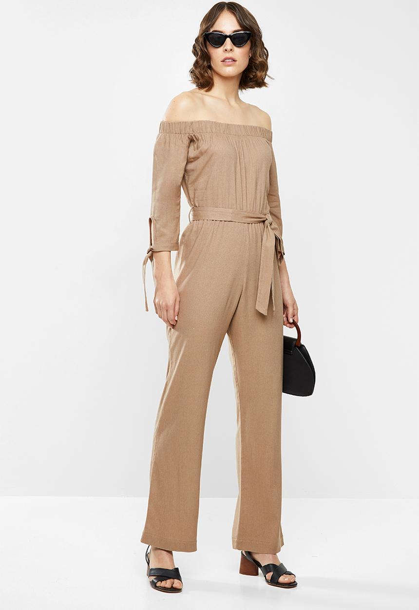 edit - Off the shoulder jumpsuit - brown