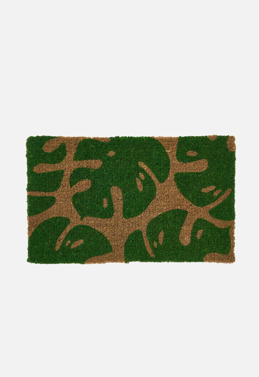 Linen House - Monsteria door mat - neutral & green