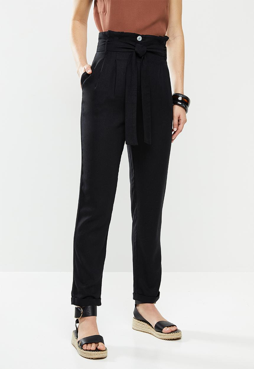 edit - Linen Paperbag pant - black