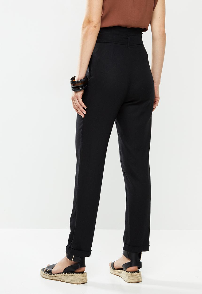 edit - Linen Paperbag pant - black