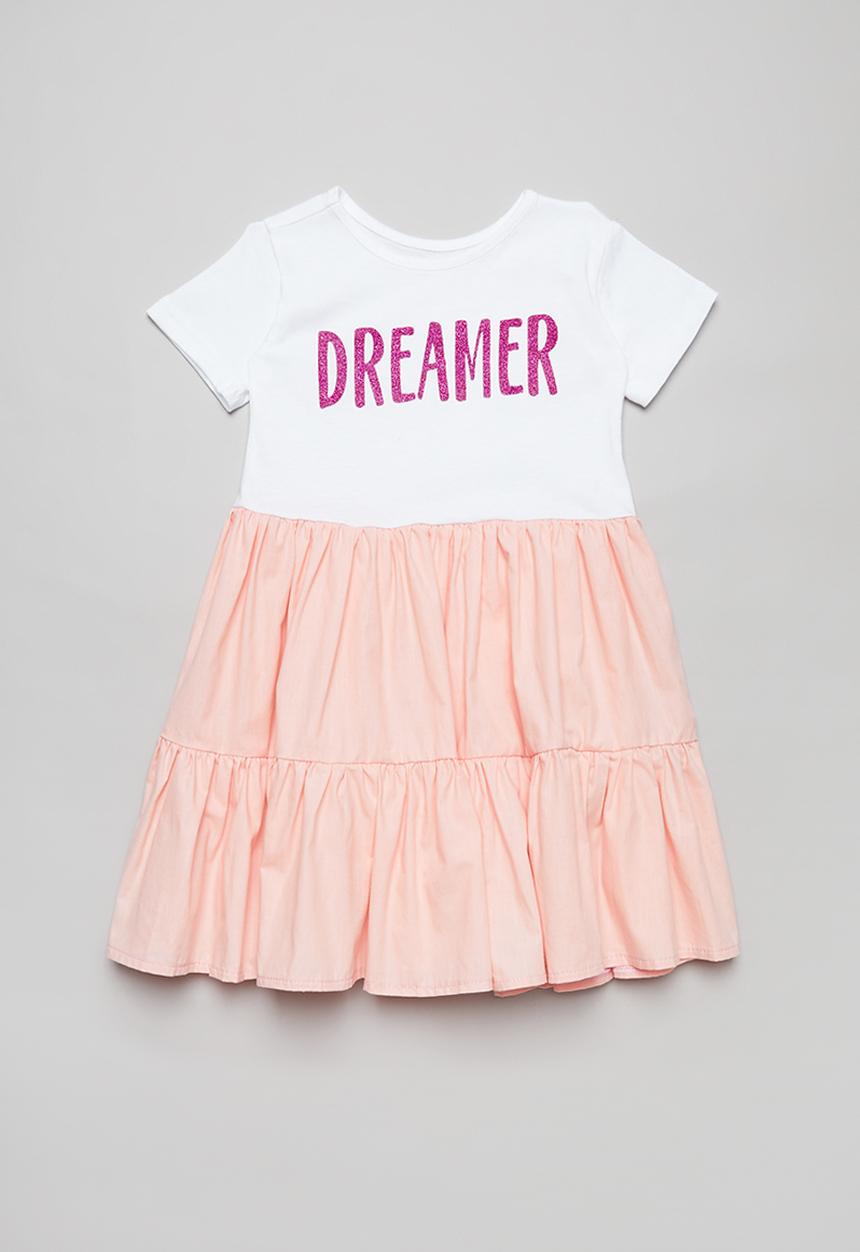 Pop Candy - Combo tiered dress -pink & white