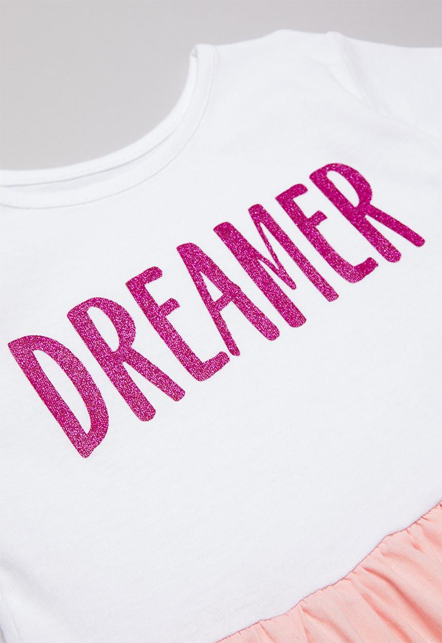 Pop Candy - Combo tiered dress -pink & white