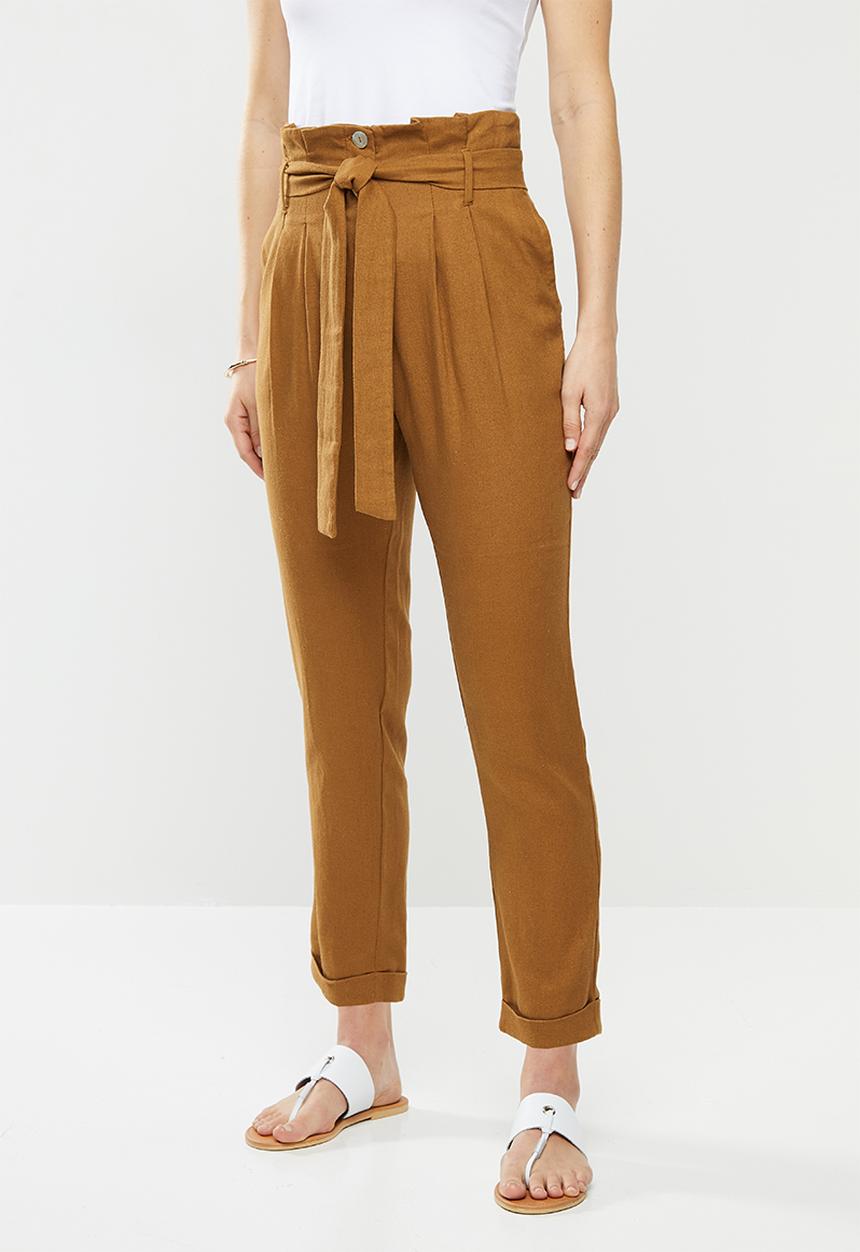 edit - Linen Paperbag pant - brown