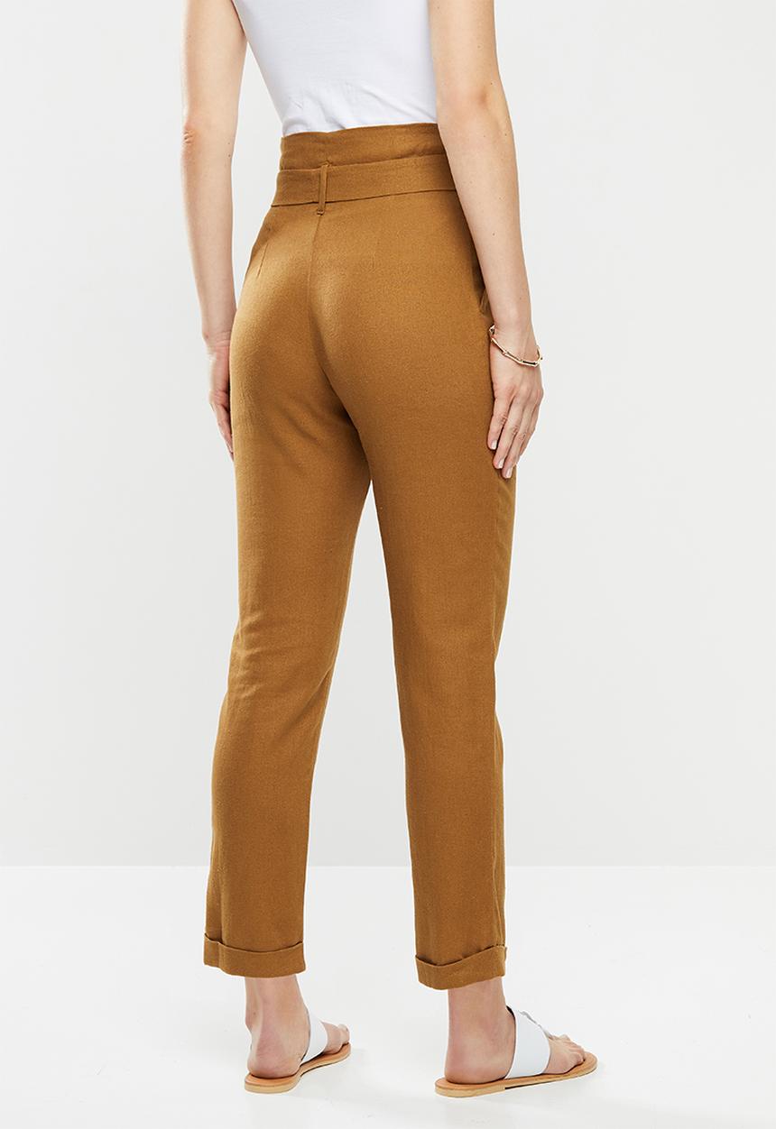edit - Linen Paperbag pant - brown