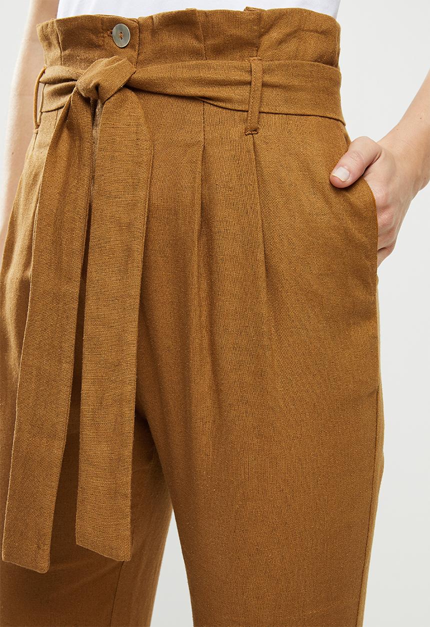 edit - Linen Paperbag pant - brown