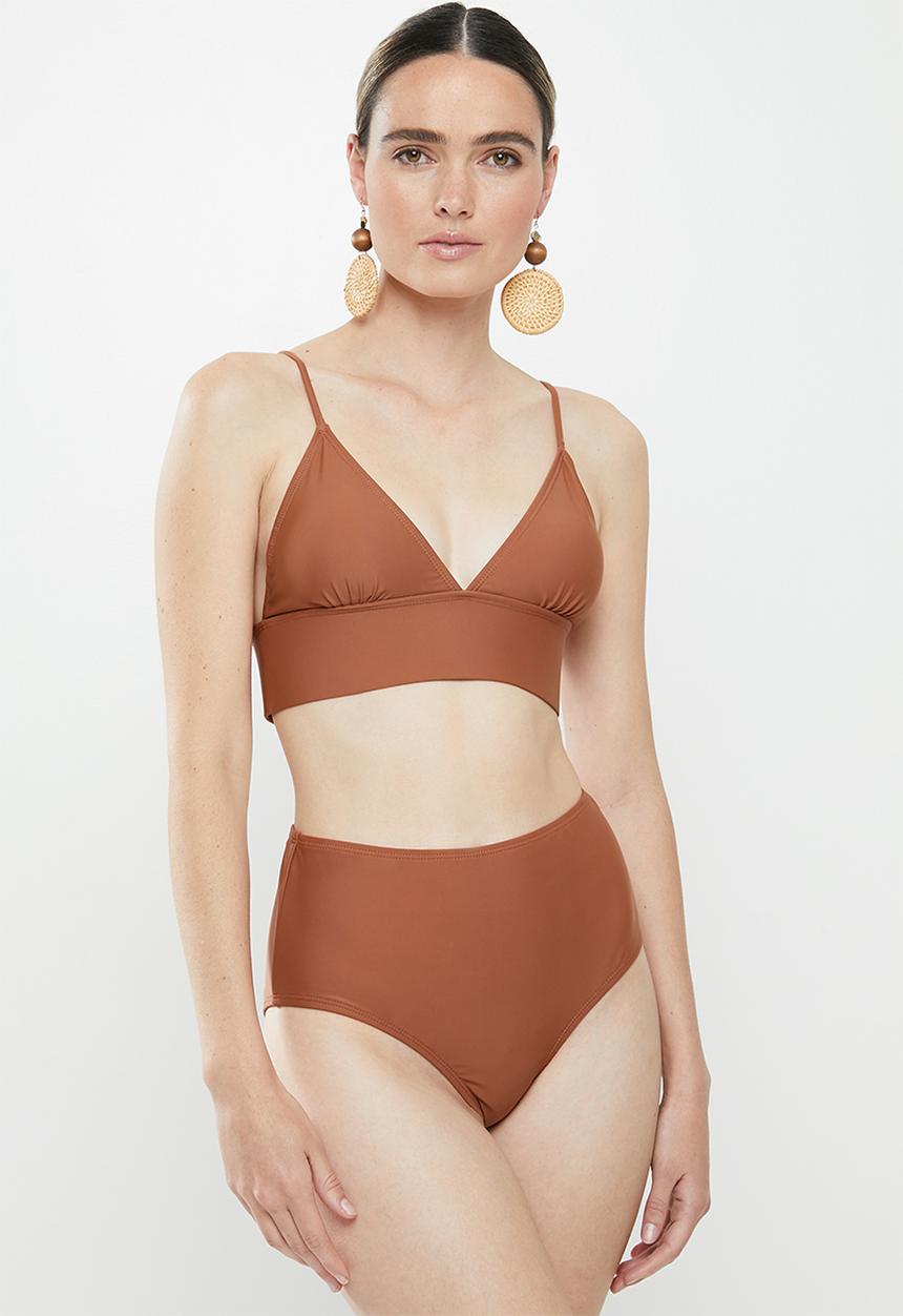 Vero Moda - Marta high waist swim pants - brown