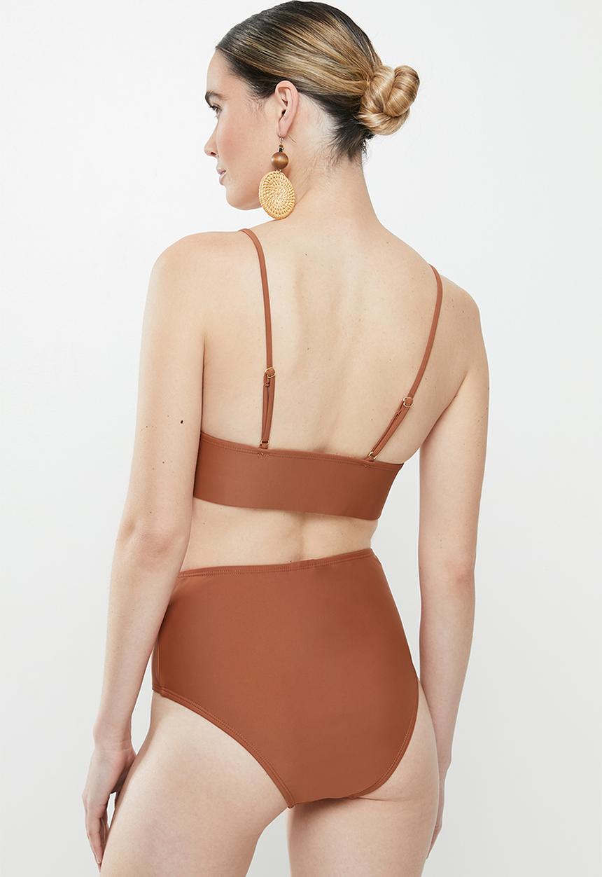 Vero Moda - Marta high waist swim pants - brown