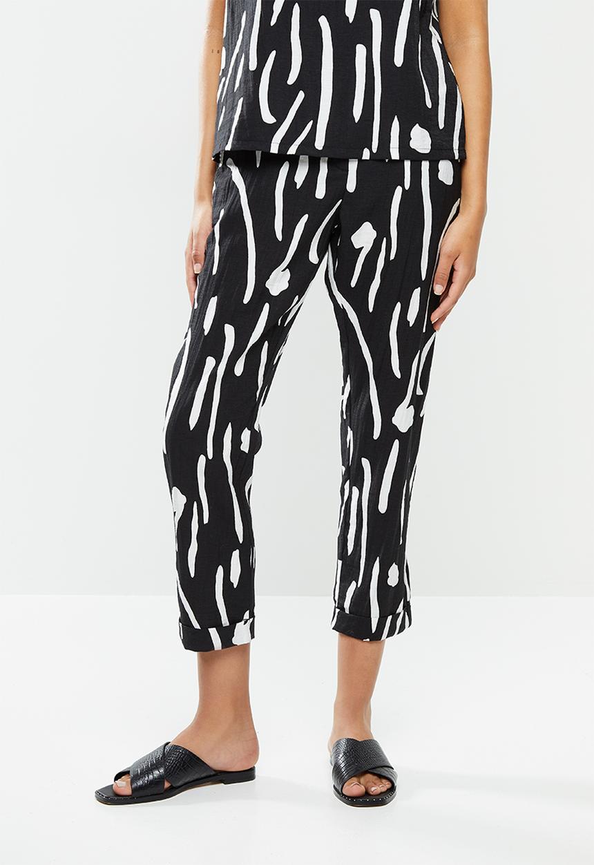 Me&B - Printed tapered pant - black & white