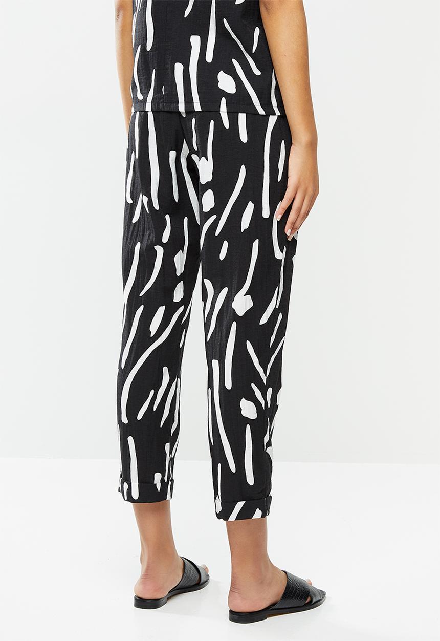 Me&B - Printed tapered pant - black & white