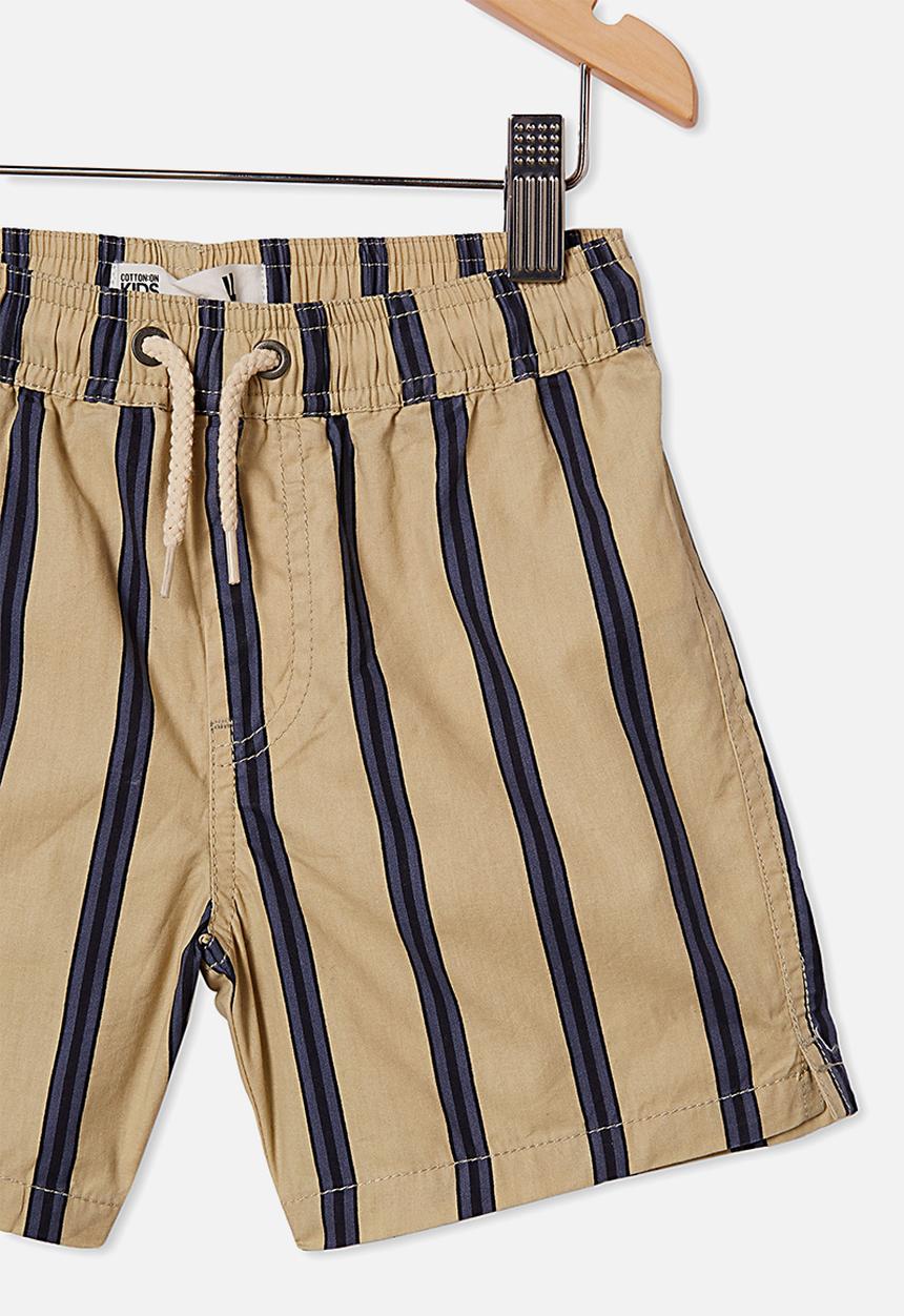Cotton On - Volly short - semolina & navy vertical stripe