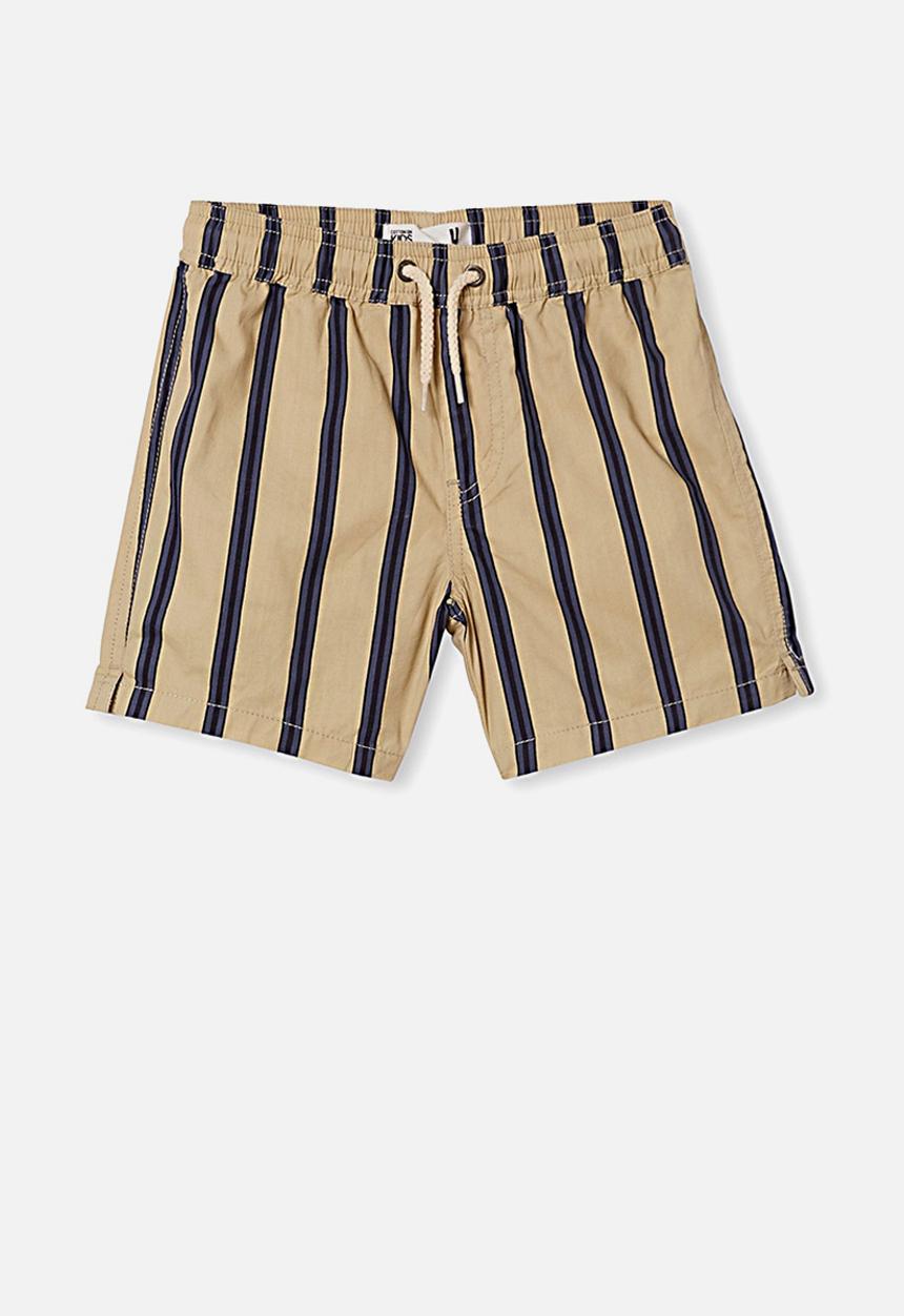 Cotton On - Volly short - semolina & navy vertical stripe