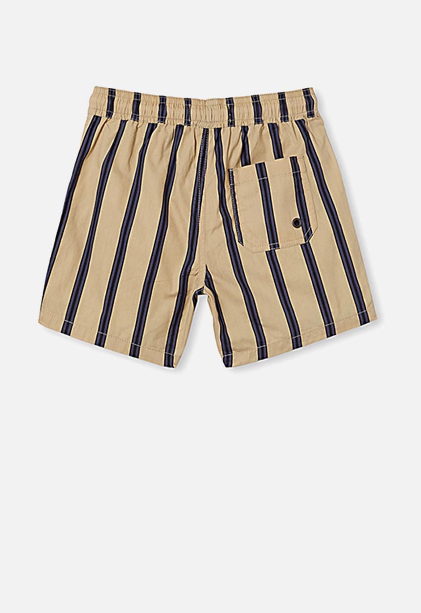 Cotton On - Volly short - semolina & navy vertical stripe