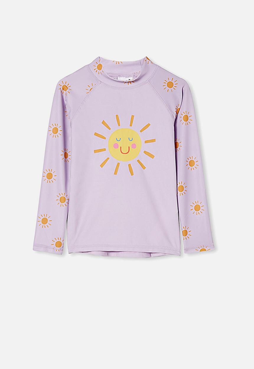 Cotton On - Hamilton long sleeve rashie - vintage lilac sunny face