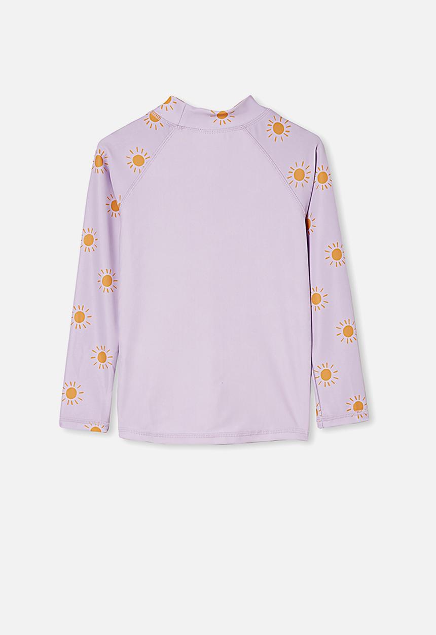 Cotton On - Hamilton long sleeve rashie - vintage lilac sunny face