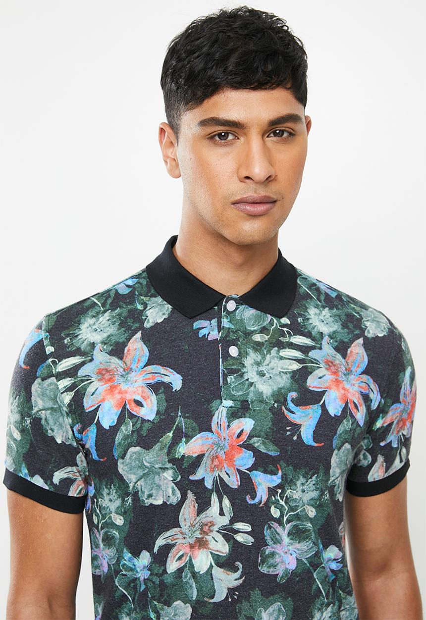 Jonathan D - Modern fit printed short sleeve golfer - multi