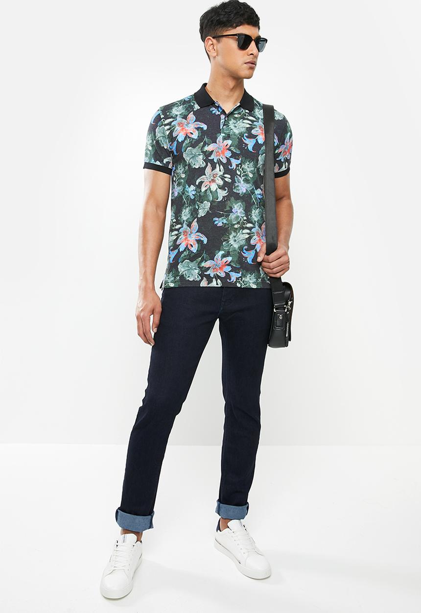 Jonathan D - Modern fit printed short sleeve golfer - multi