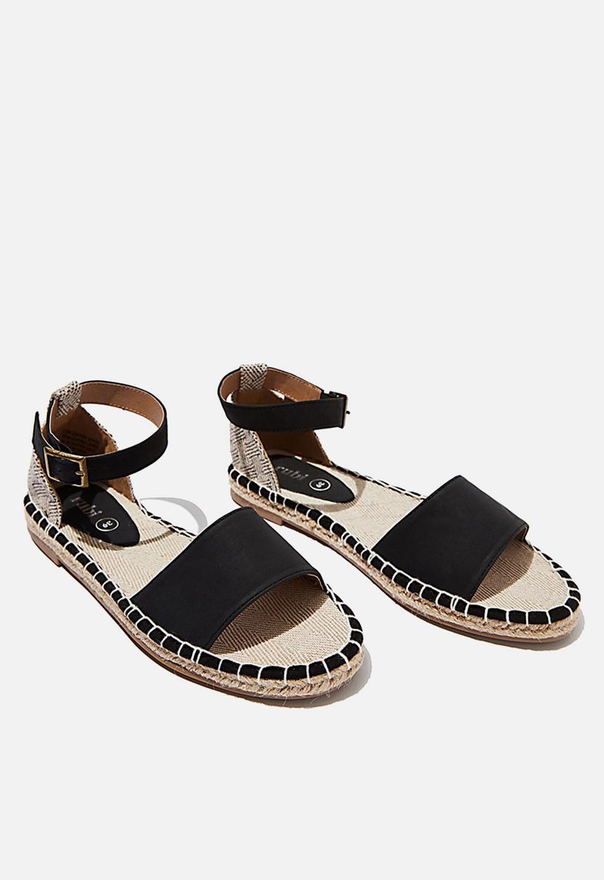 Cotton On - Rose open toe espadrille - black 