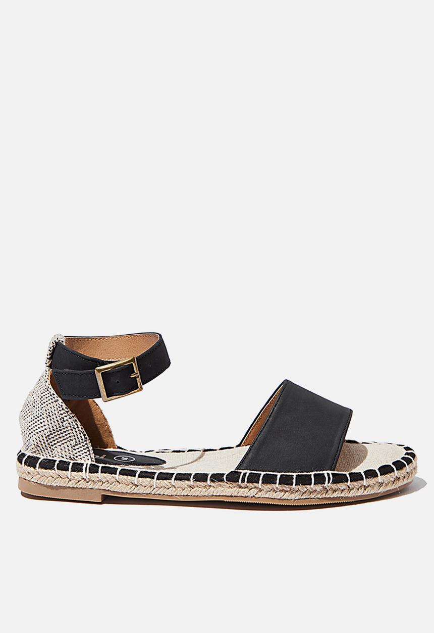 Cotton On - Rose open toe espadrille - black 