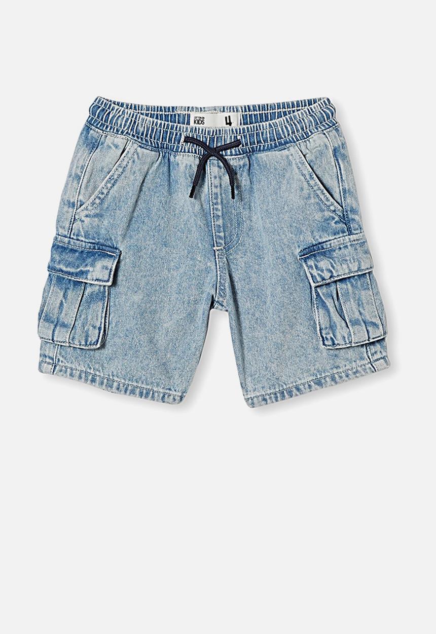 Cotton On - Charlie cargo short - light blue wash