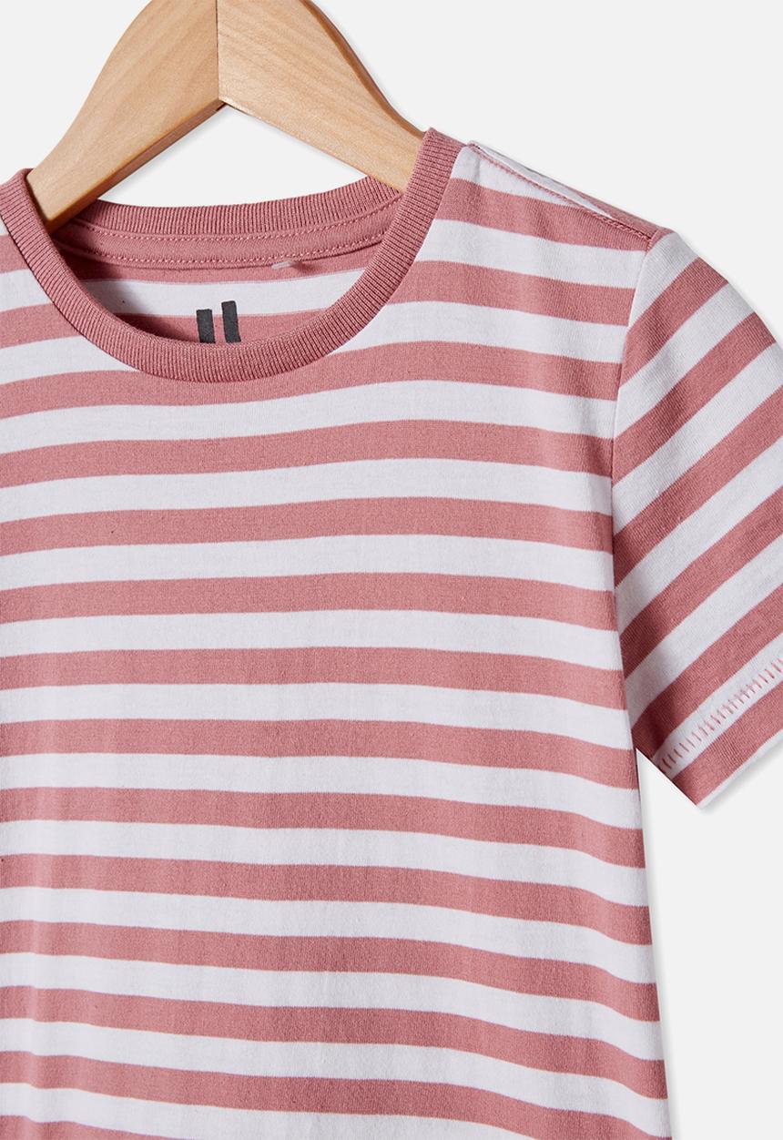 Cotton On - Core short sleeve tee - dusty berry white stripe
