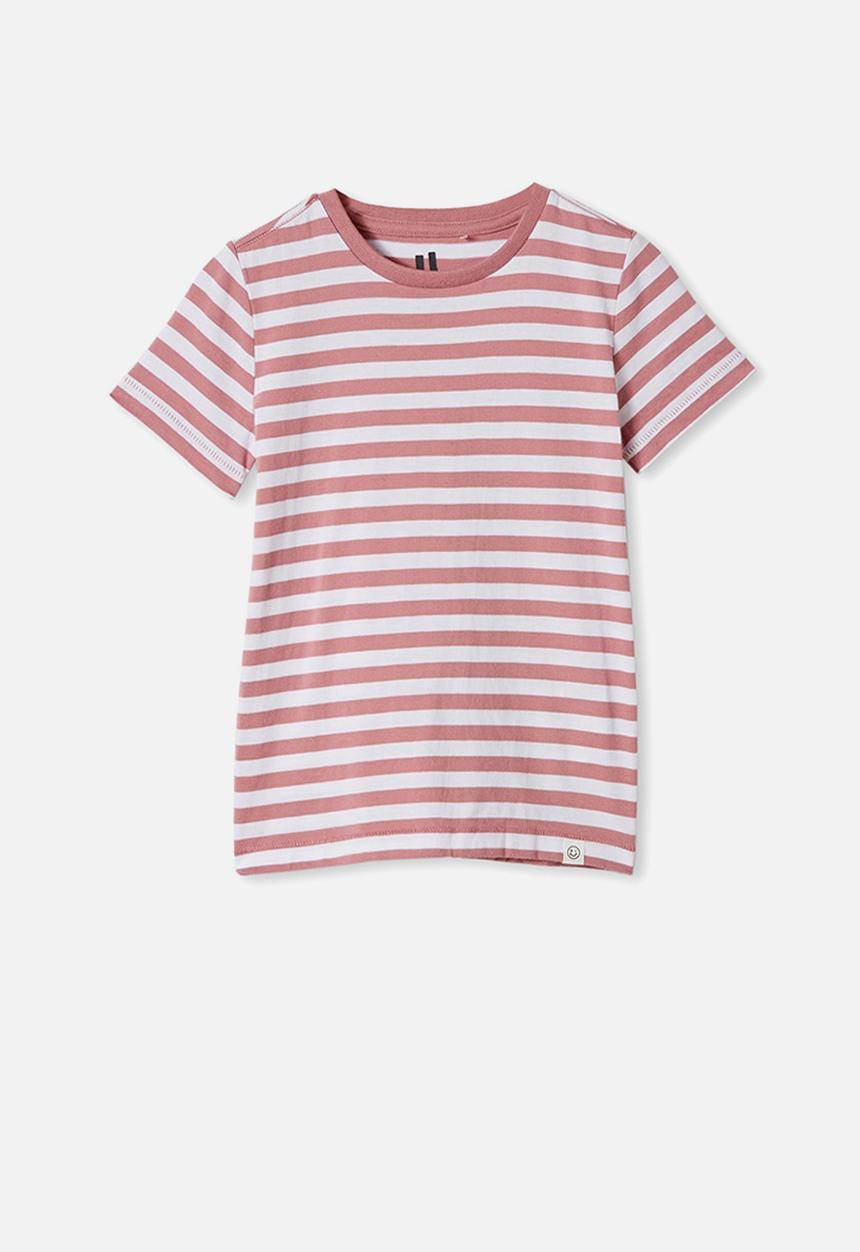 Cotton On - Core short sleeve tee - dusty berry white stripe