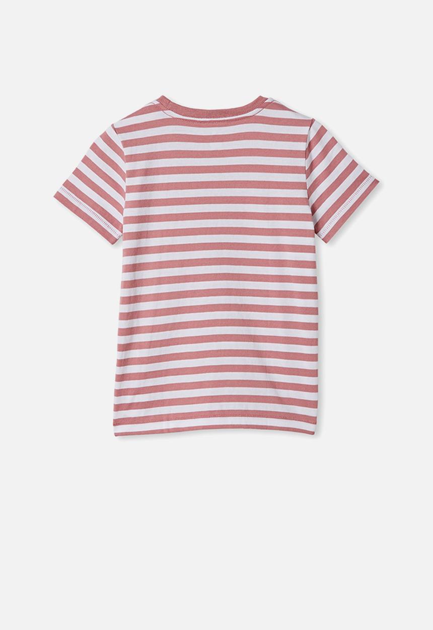 Cotton On - Core short sleeve tee - dusty berry white stripe