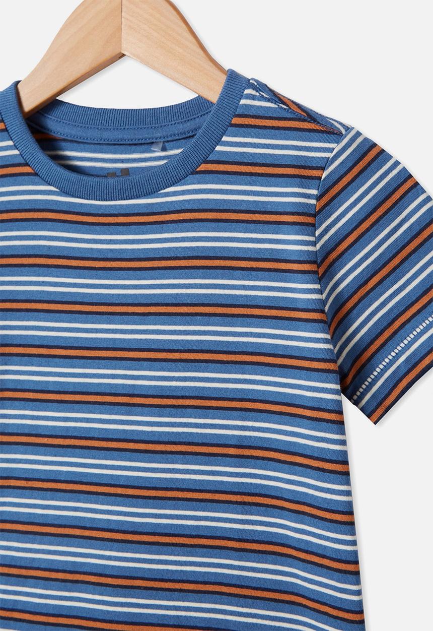 Cotton On - Core short sleeve tee - petty blue & amber brown stripe