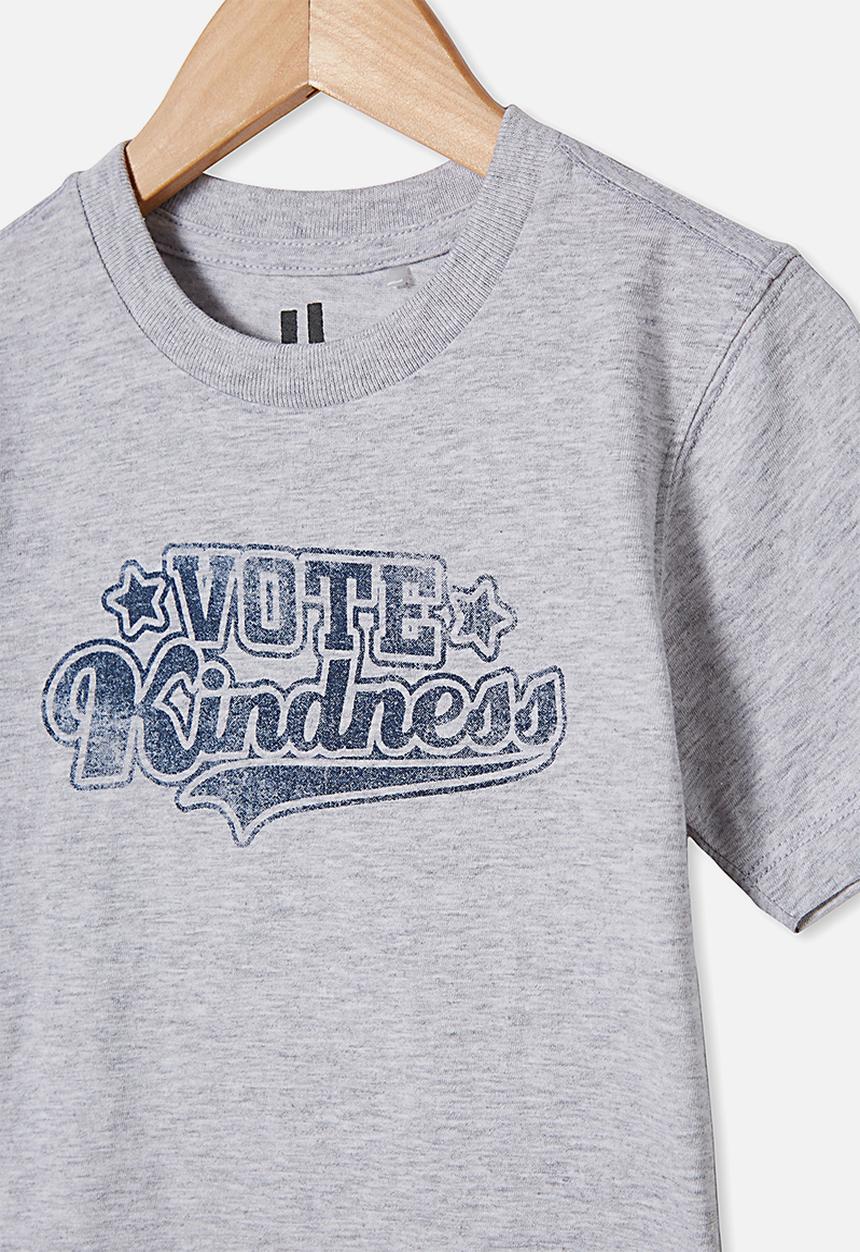 Cotton On - Max skater short sleeve tee - grey marle vote kindness