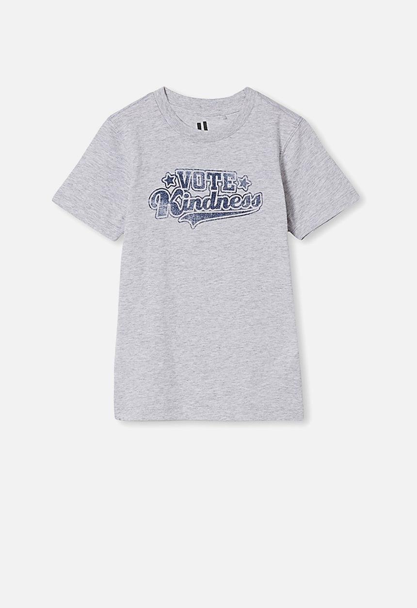 Cotton On - Max skater short sleeve tee - grey marle vote kindness