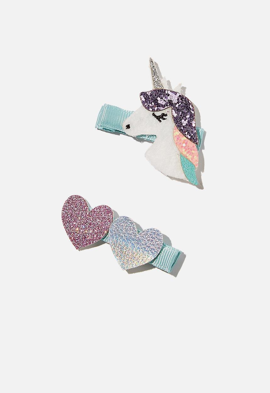 Cotton On - Hair clip unicorn - unicorn & hearts