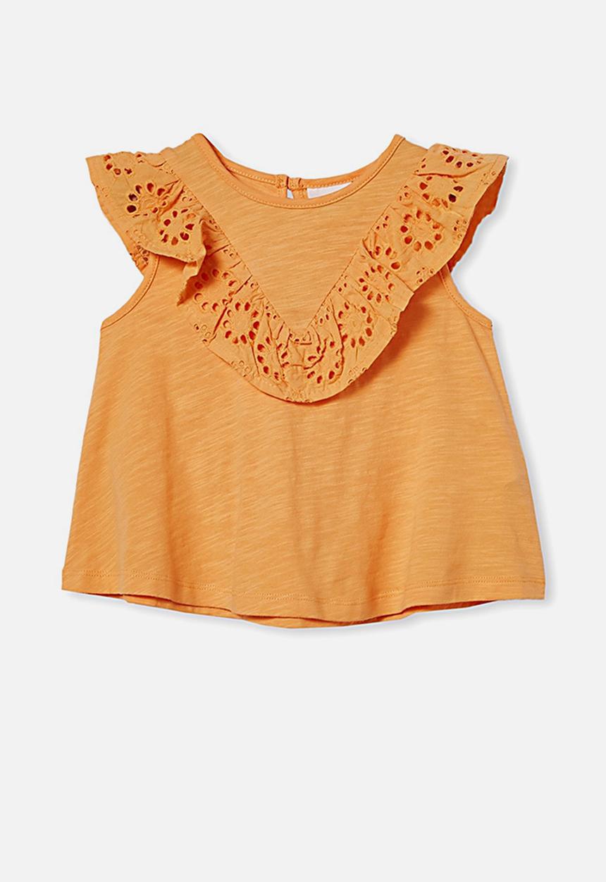 Cotton On - Juliette short sleeve top - papaya