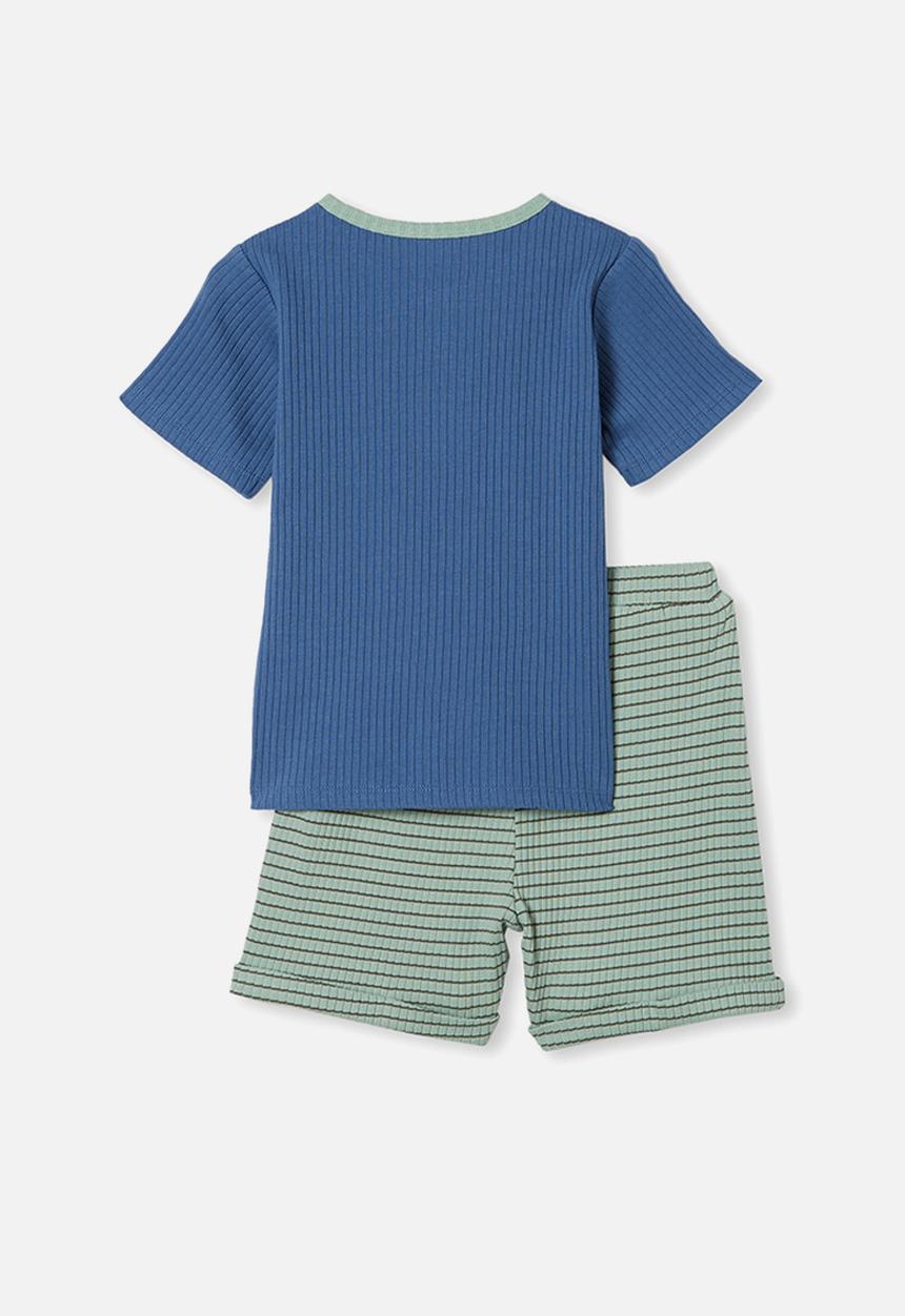 Cotton On - Luke short sleeve pj set - petty blue
