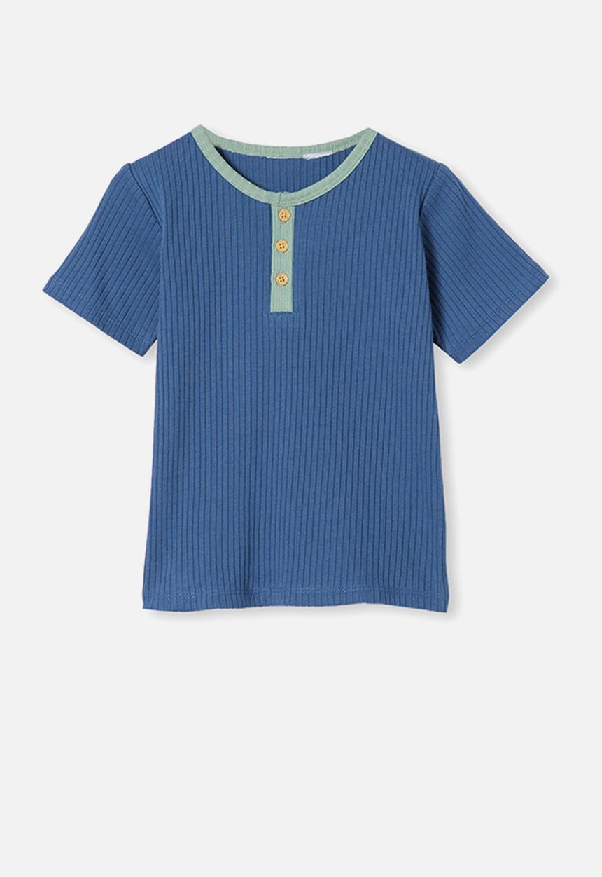Cotton On - Luke short sleeve pj set - petty blue