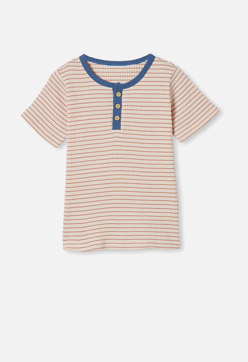 Cotton On - Luke short sleeve pj set - dark vanilla stripe