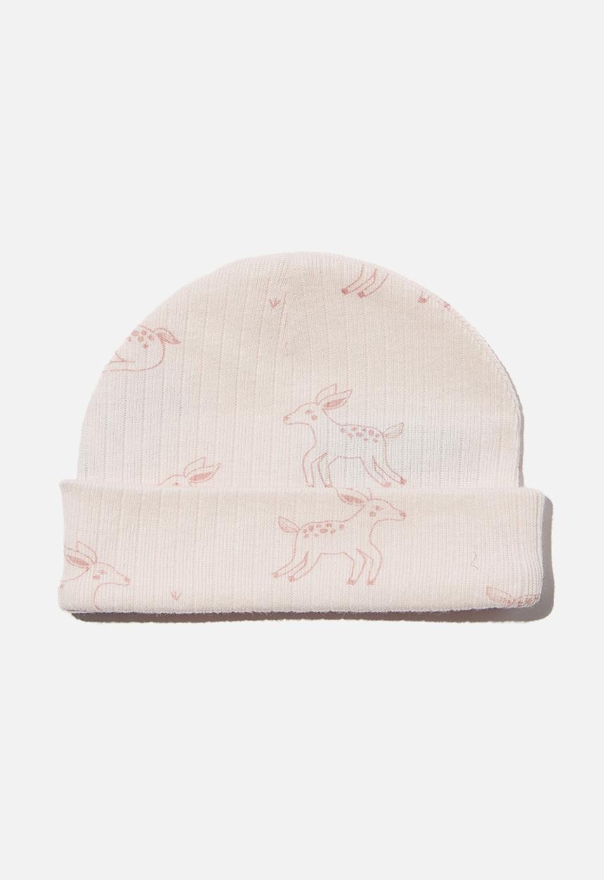 Cotton On - Organic newborn beanie - crystal pink deer