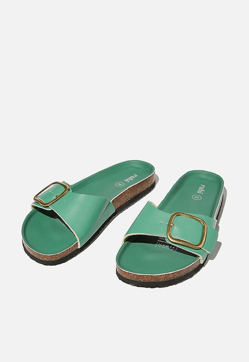 Cotton On - Rex oversized single buckle slide - vivid green pu