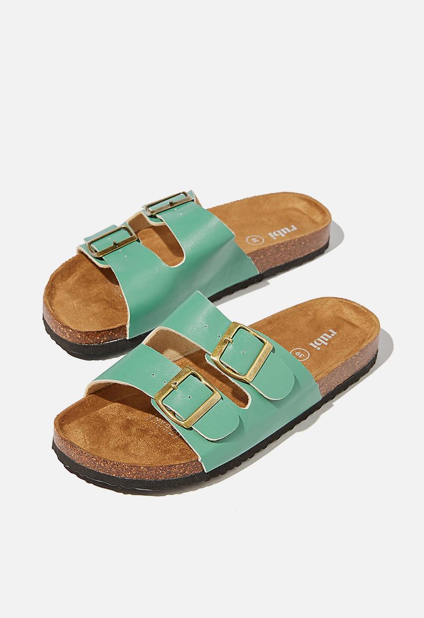 Cotton On - Rex double buckle slide - vivid green smooth pu