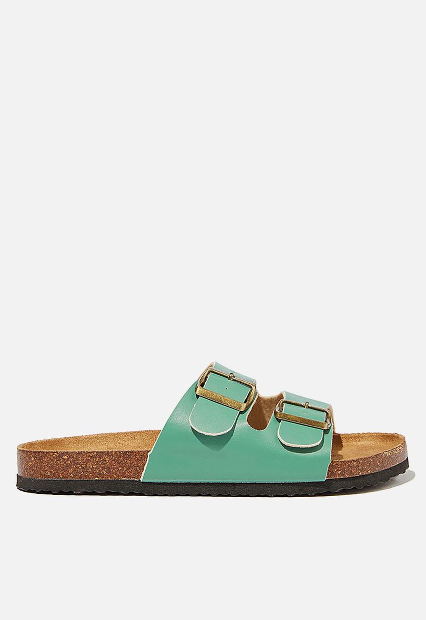Cotton On - Rex double buckle slide - vivid green smooth pu
