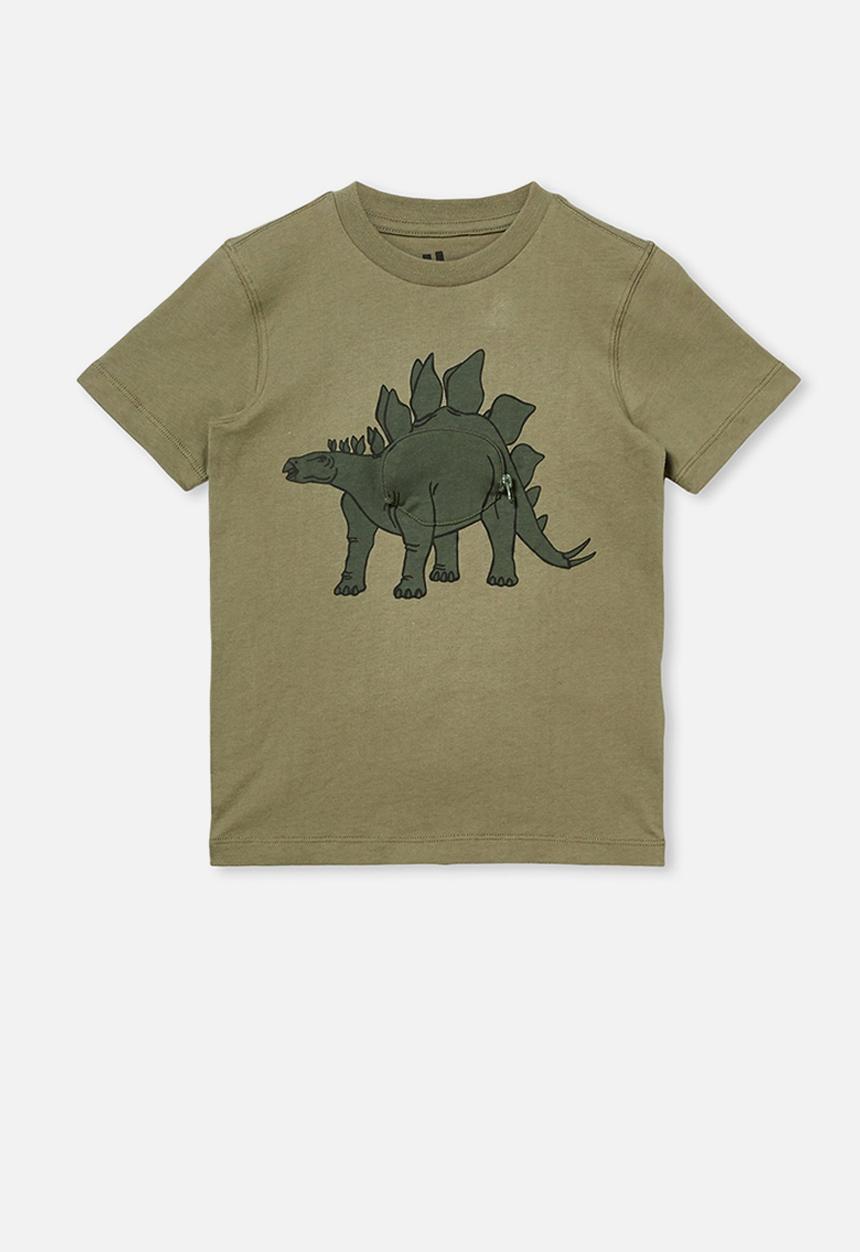 Cotton On - Downtown short sleeve tee - silver sage steg dino