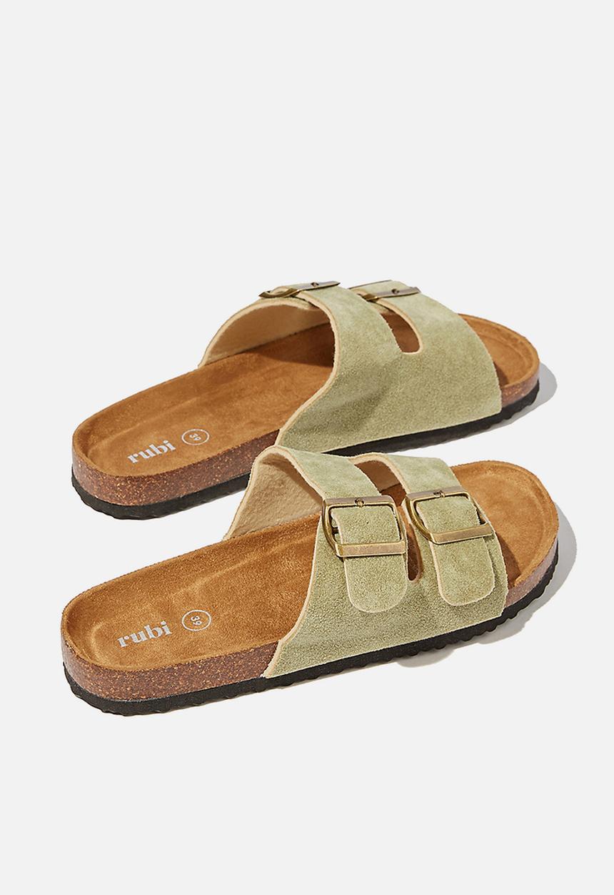Cotton On - Rex double buckle slide - sage 