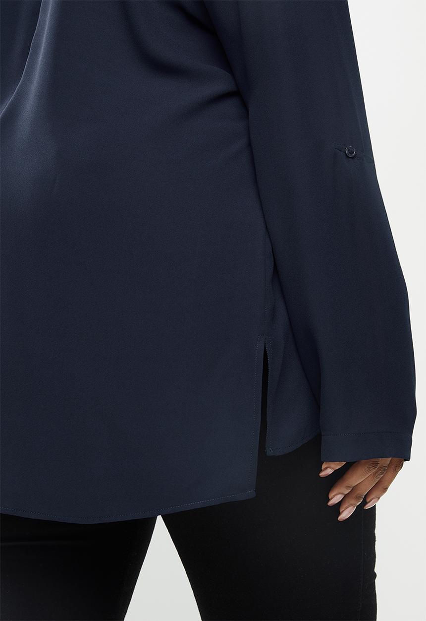 edit Plus - Rolled sleeve blouse - navy