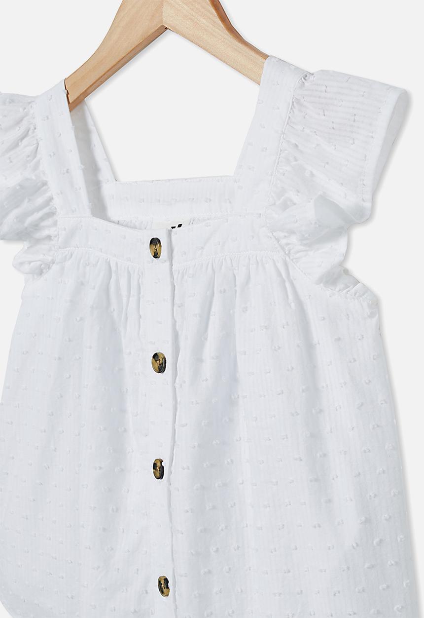 Cotton On - Polly placket sleeveless top - white