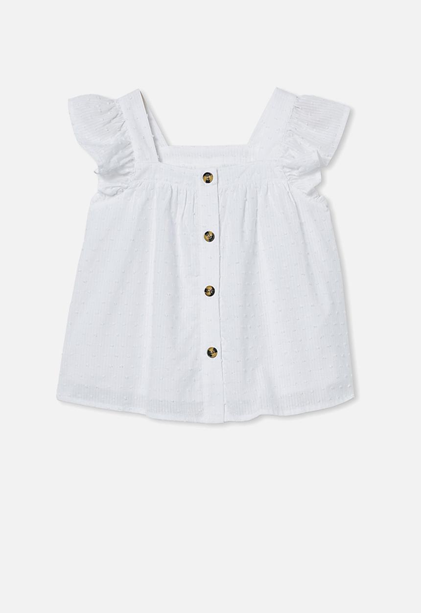 Cotton On - Polly placket sleeveless top - white